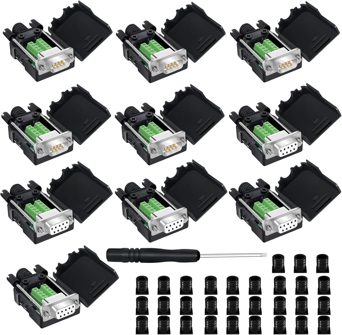 DB9 Breakout Connector Set of 10 for Easy Solderless Connections