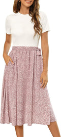 Zattcas Women Summer Midi Dress - Modest Ribbed Short Sleeve