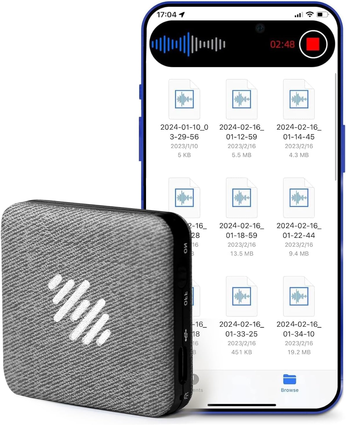 64GB Voice Recorder with Playback & MP3 Play for Meetings