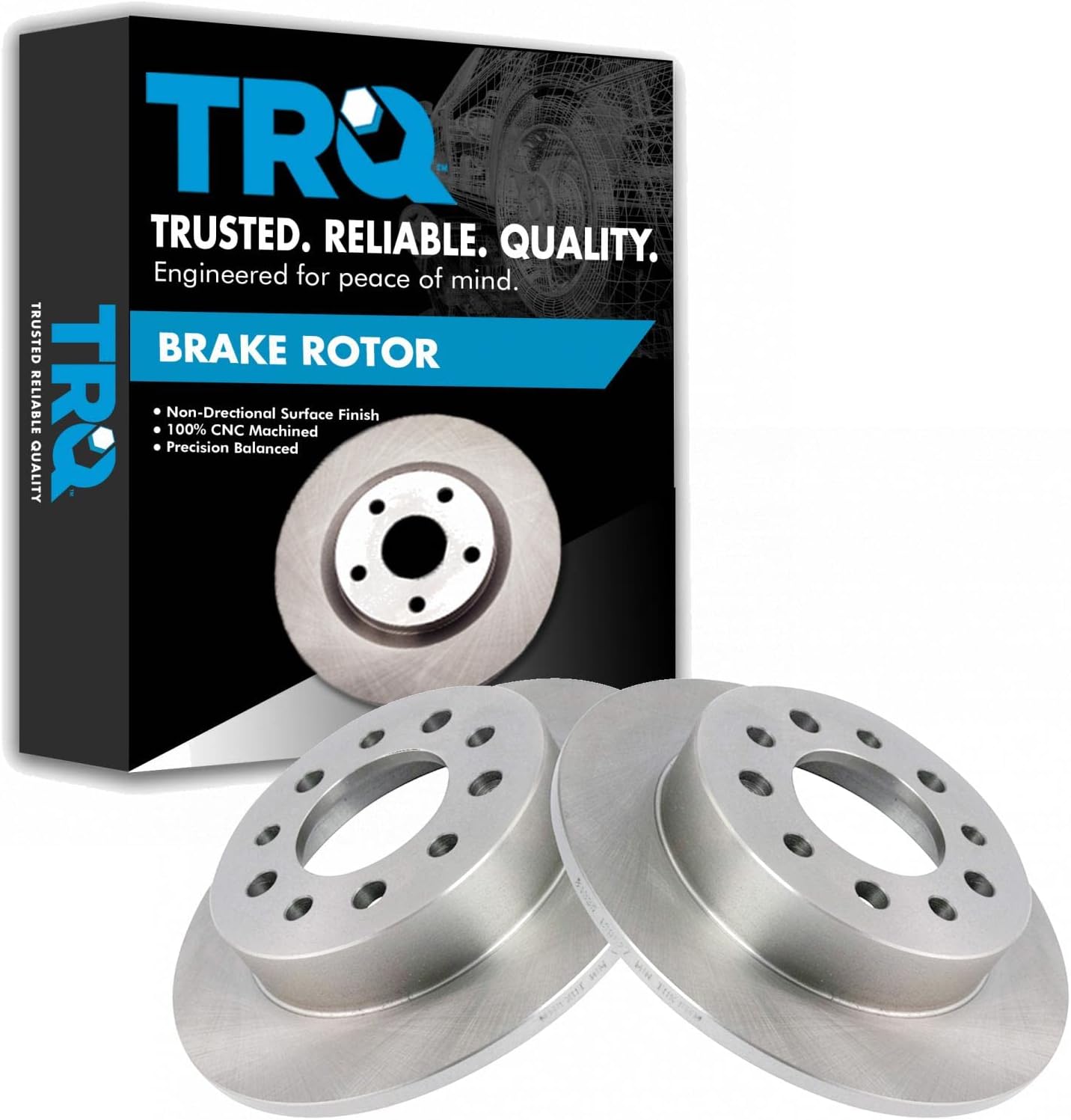 TRQ Rear Brake Rotors Set Solid for 2003-2008 Hyundai Tiburon