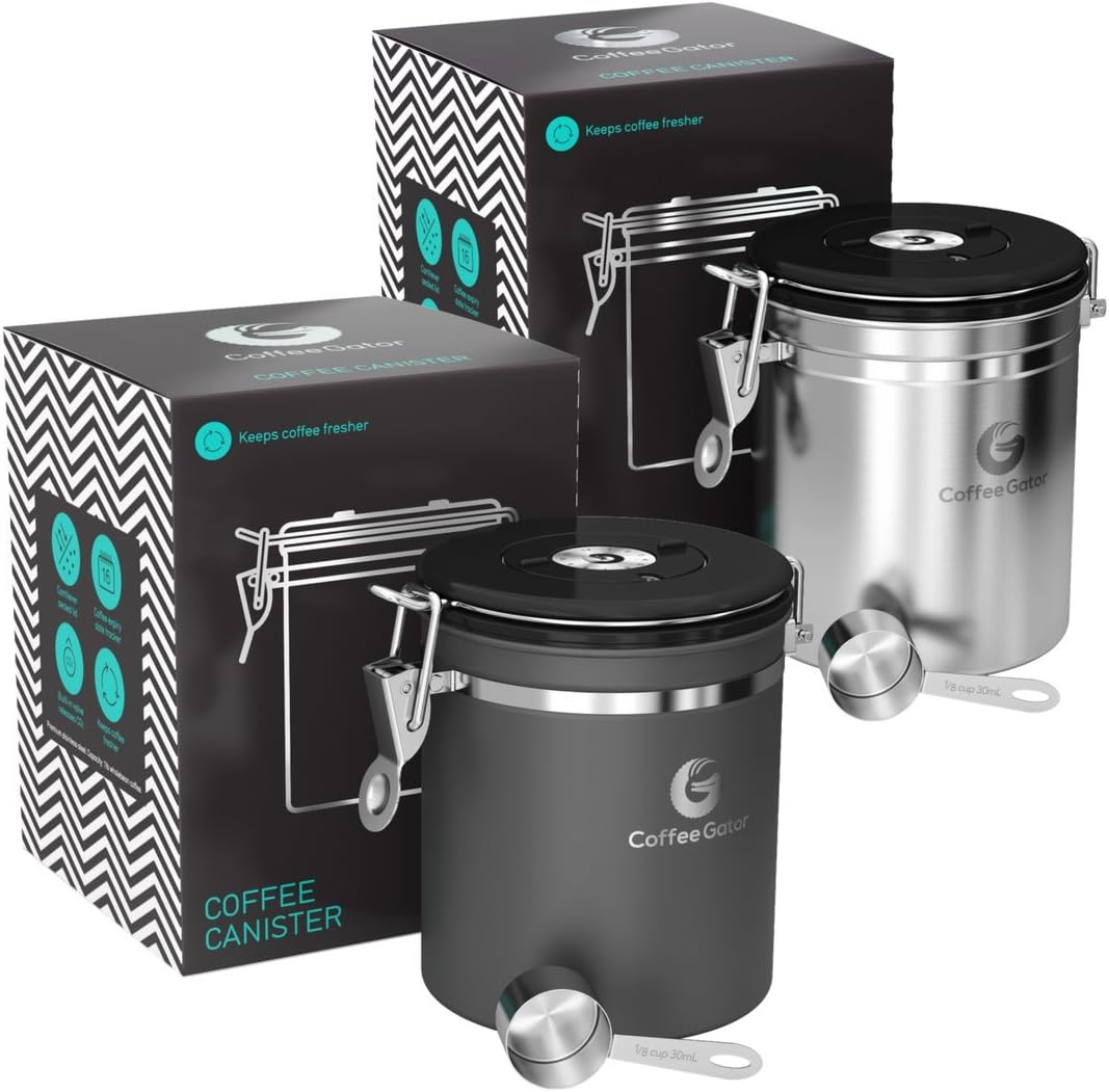 Coffee Gator Airtight Coffee Canister 2-Pack for Freshness