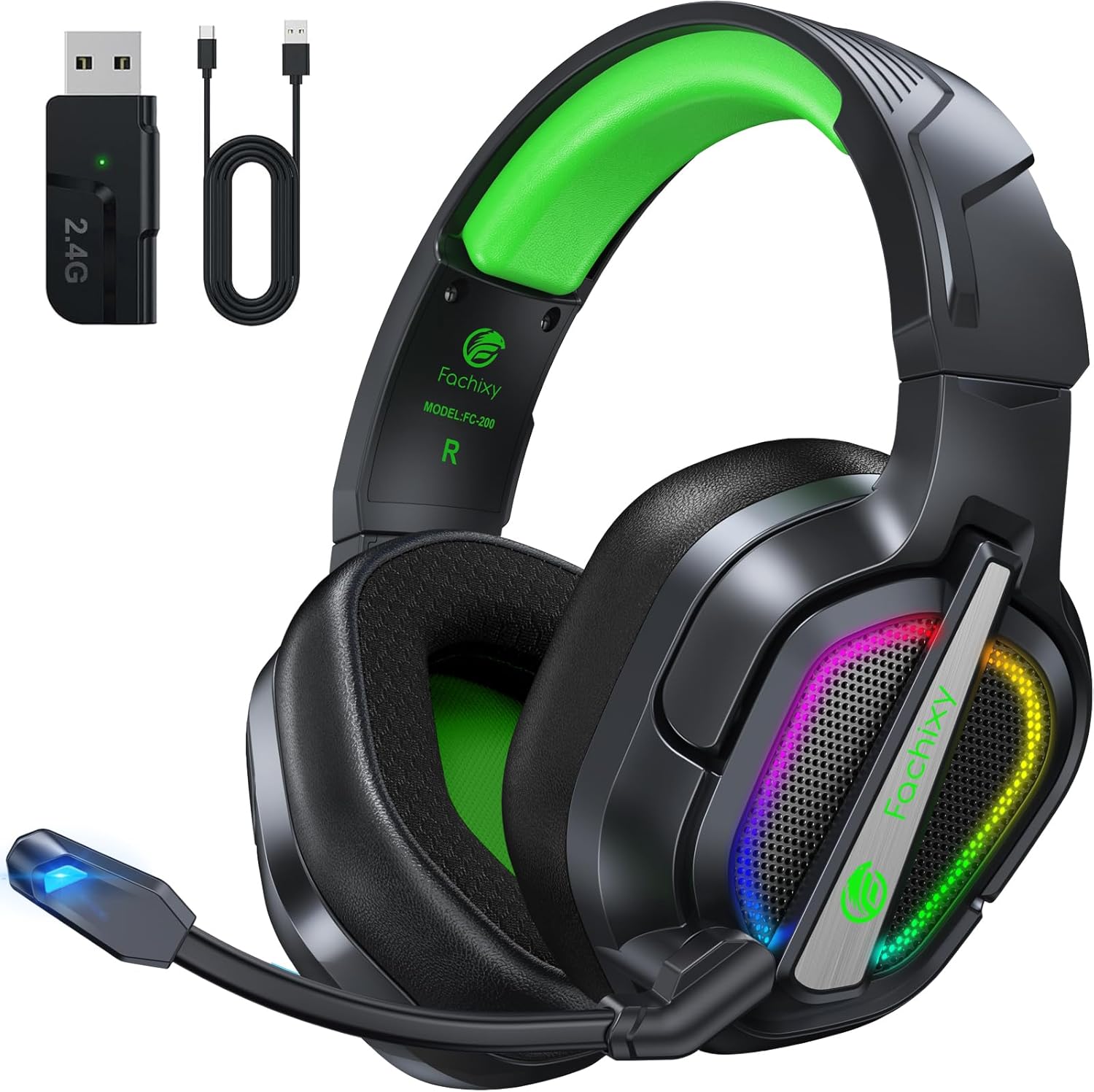 FC200 Wireless Gaming Headset - 3D Stereo, 50Hrs Battery