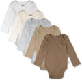 HonestBaby baby-boys 5-pack Long Sleeve Bodysuits - Soft Organic easy