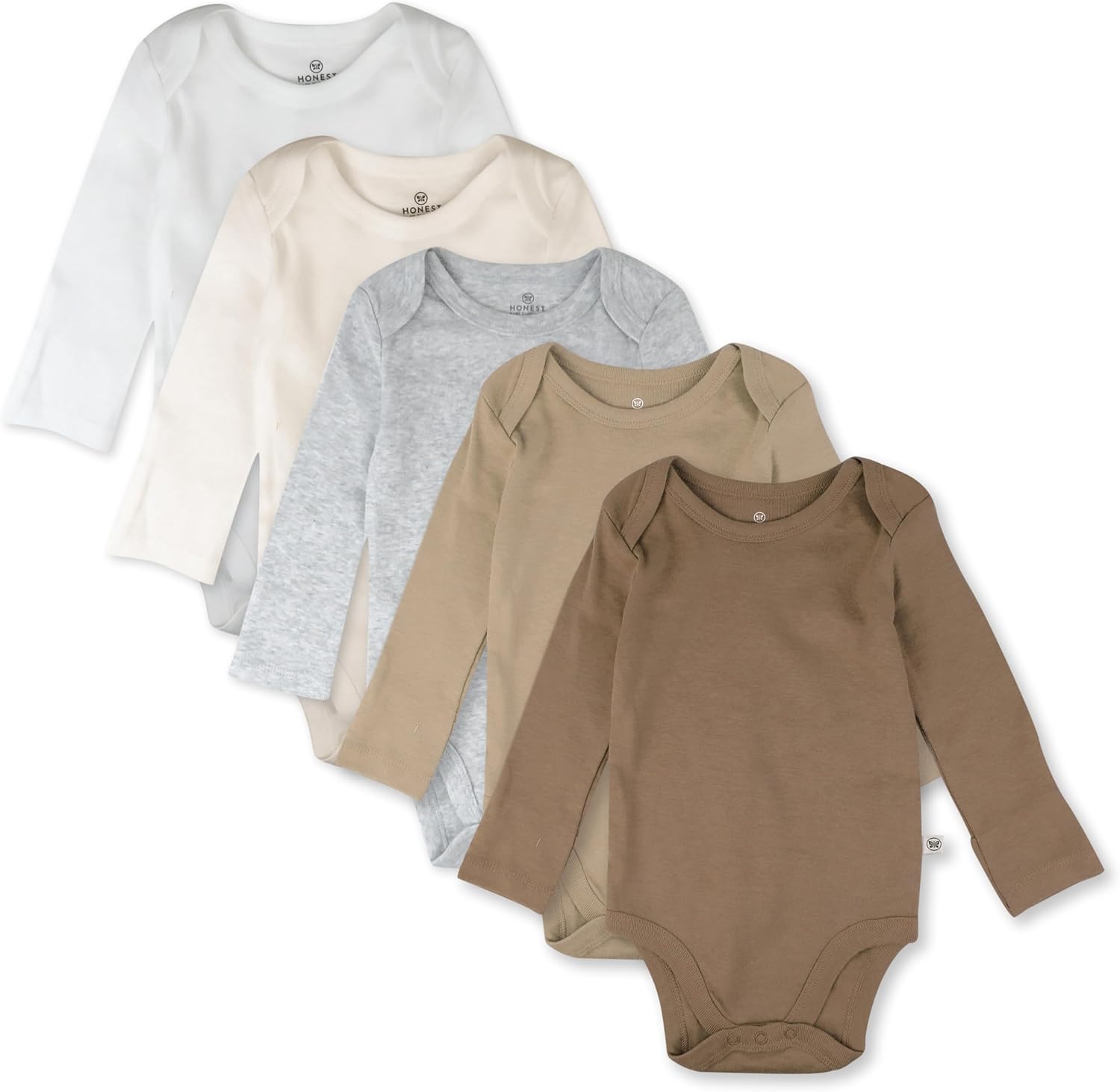 HonestBaby 5-Pack Long Sleeve Bodysuits for Baby Boys - Organic Cotton