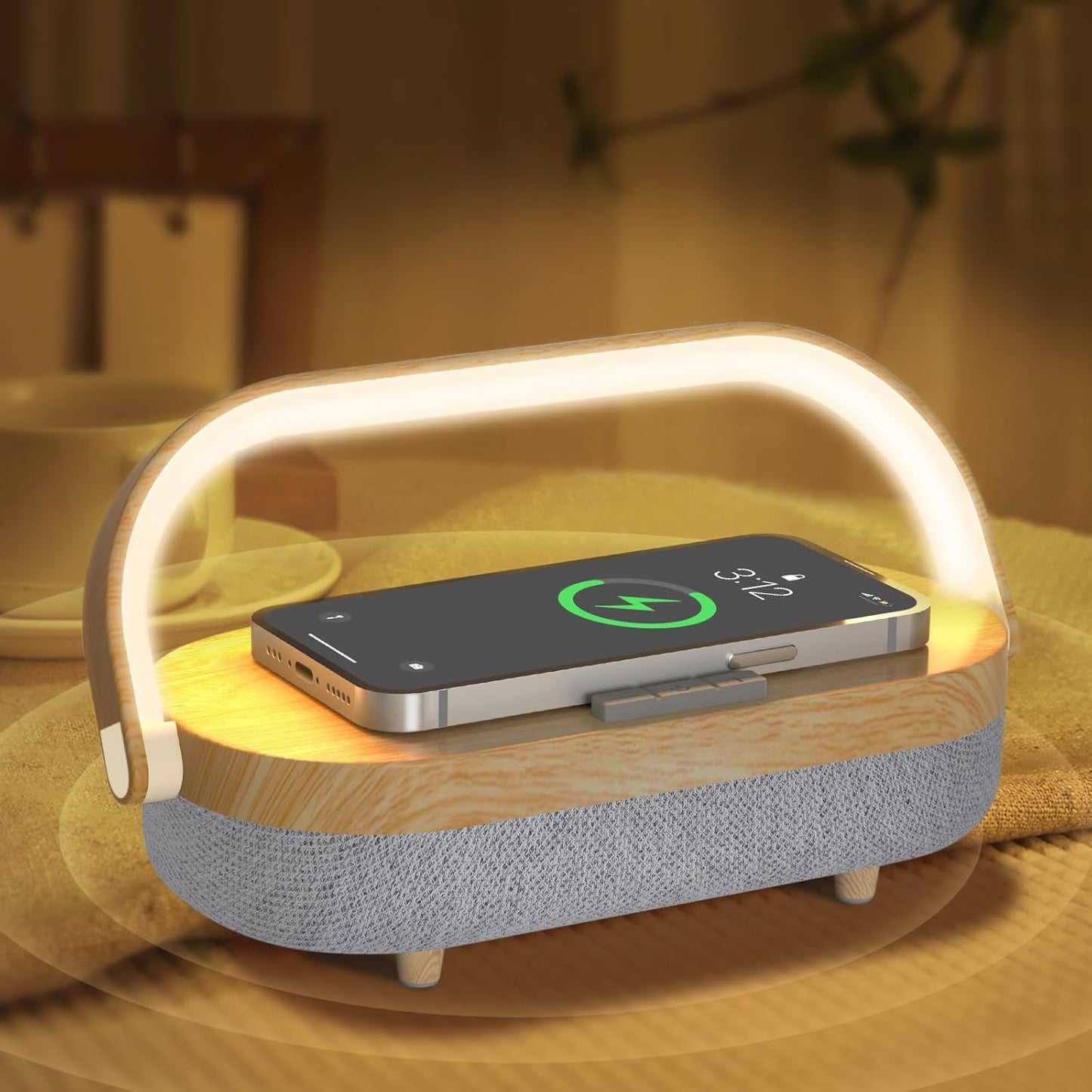 LED Bedside Lamp with Wireless Charger and Bluetooth Speaker