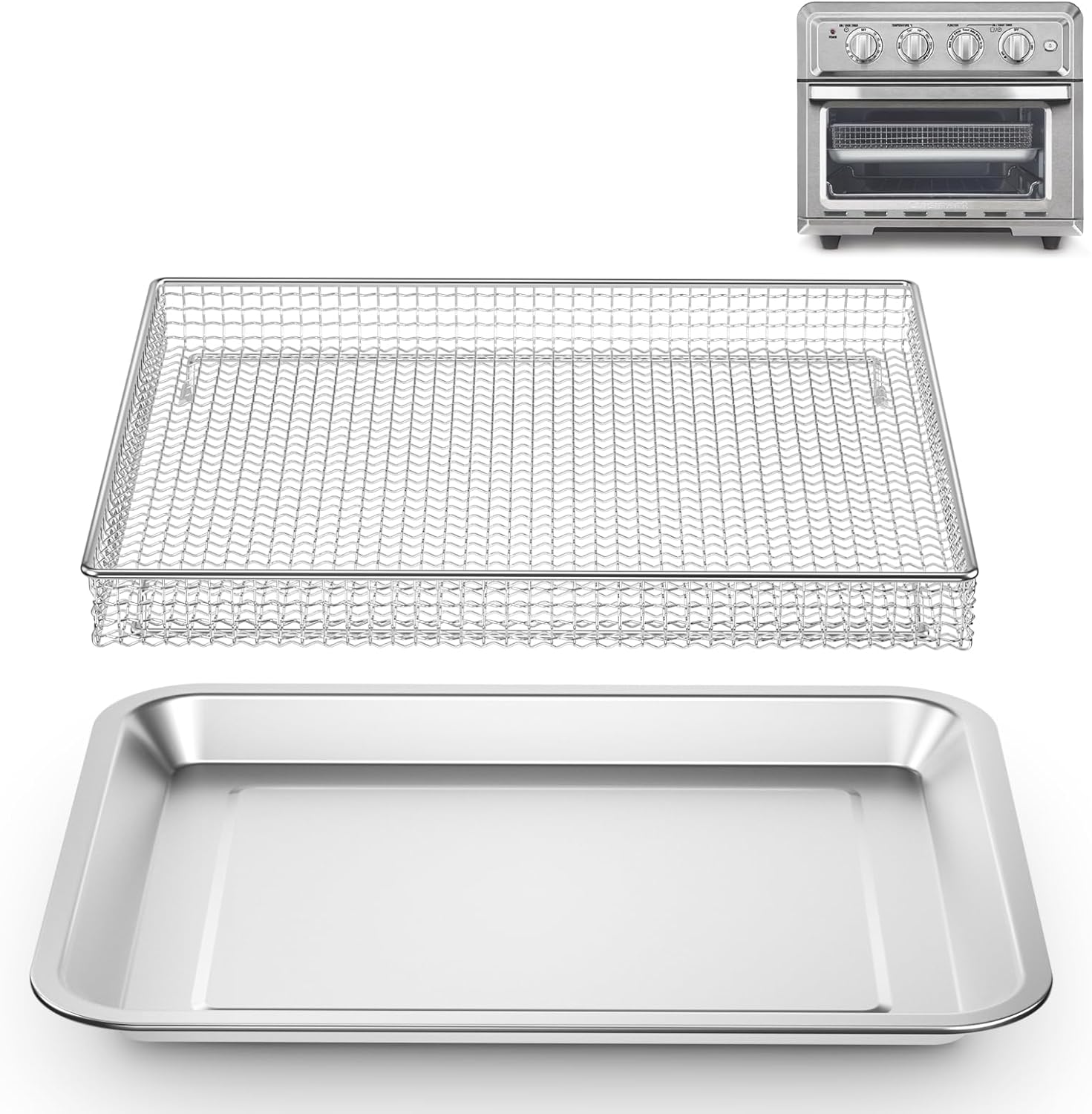 Upgrade Your Air Fryer: Stainless Steel Basket Set for Cuisinart TOA-060/065