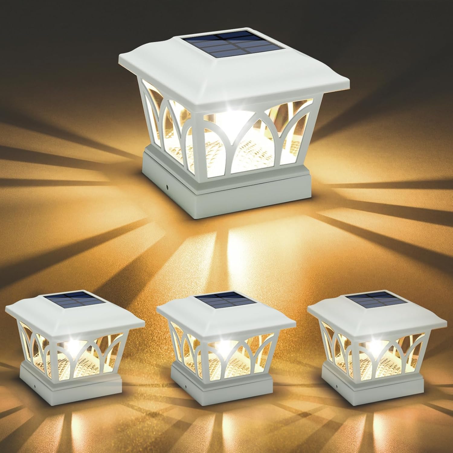 VOLISUN Solar Post Cap Lights Outdoor with Edison Bulbs 4Pack