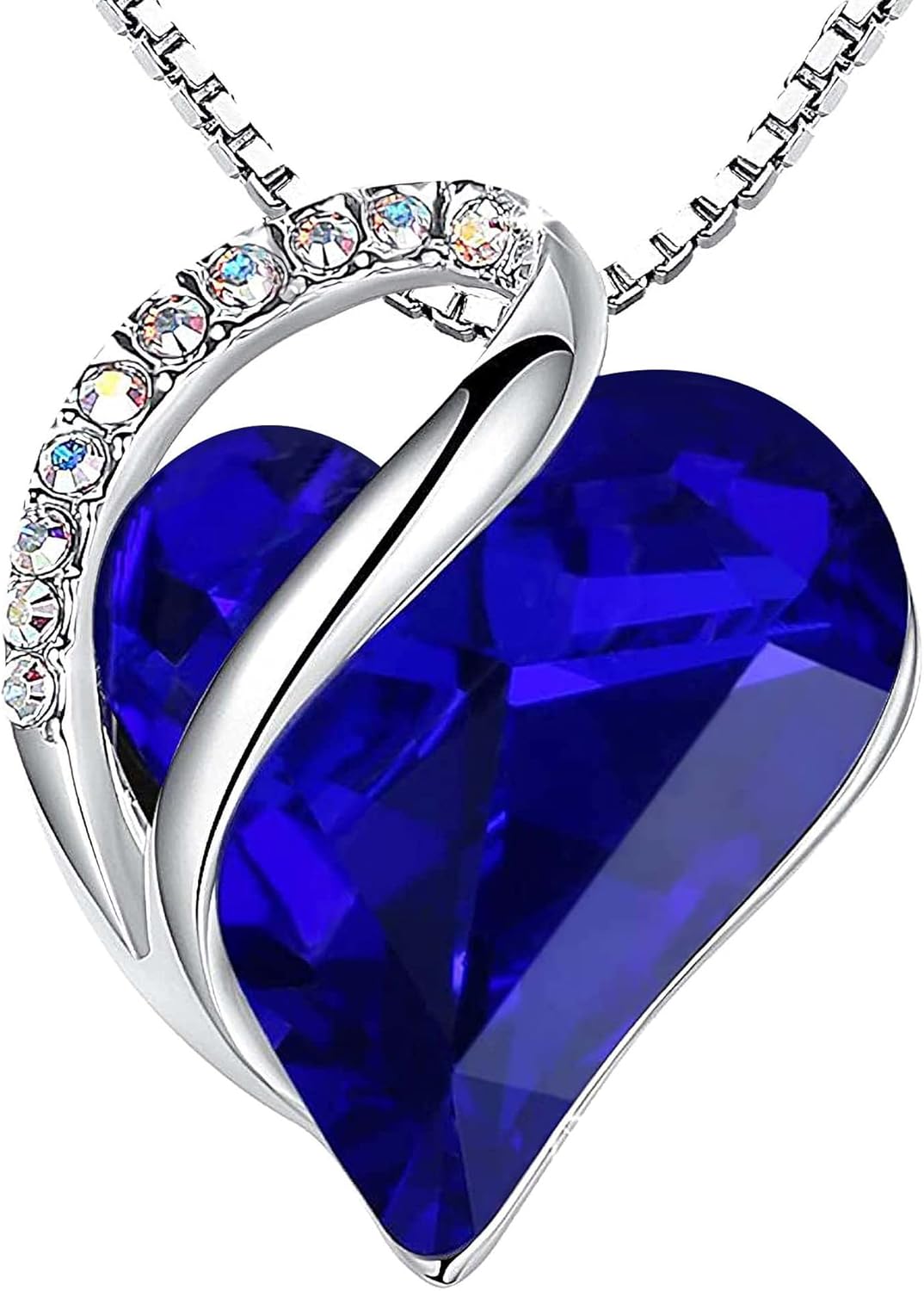 Leafael Infinity Love Birthstone Heart Crystal Pendant Necklace