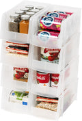 Clear Plastic Stackable Storage Bins Medium - 8 Pack for Pantry