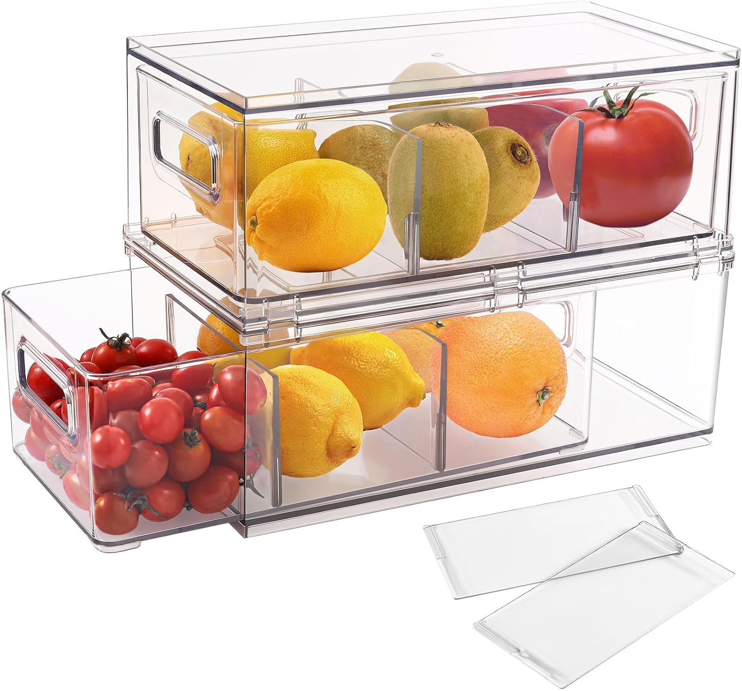 Refrigerator Organizer Bins with Pull-out Drawer for Easy Storage