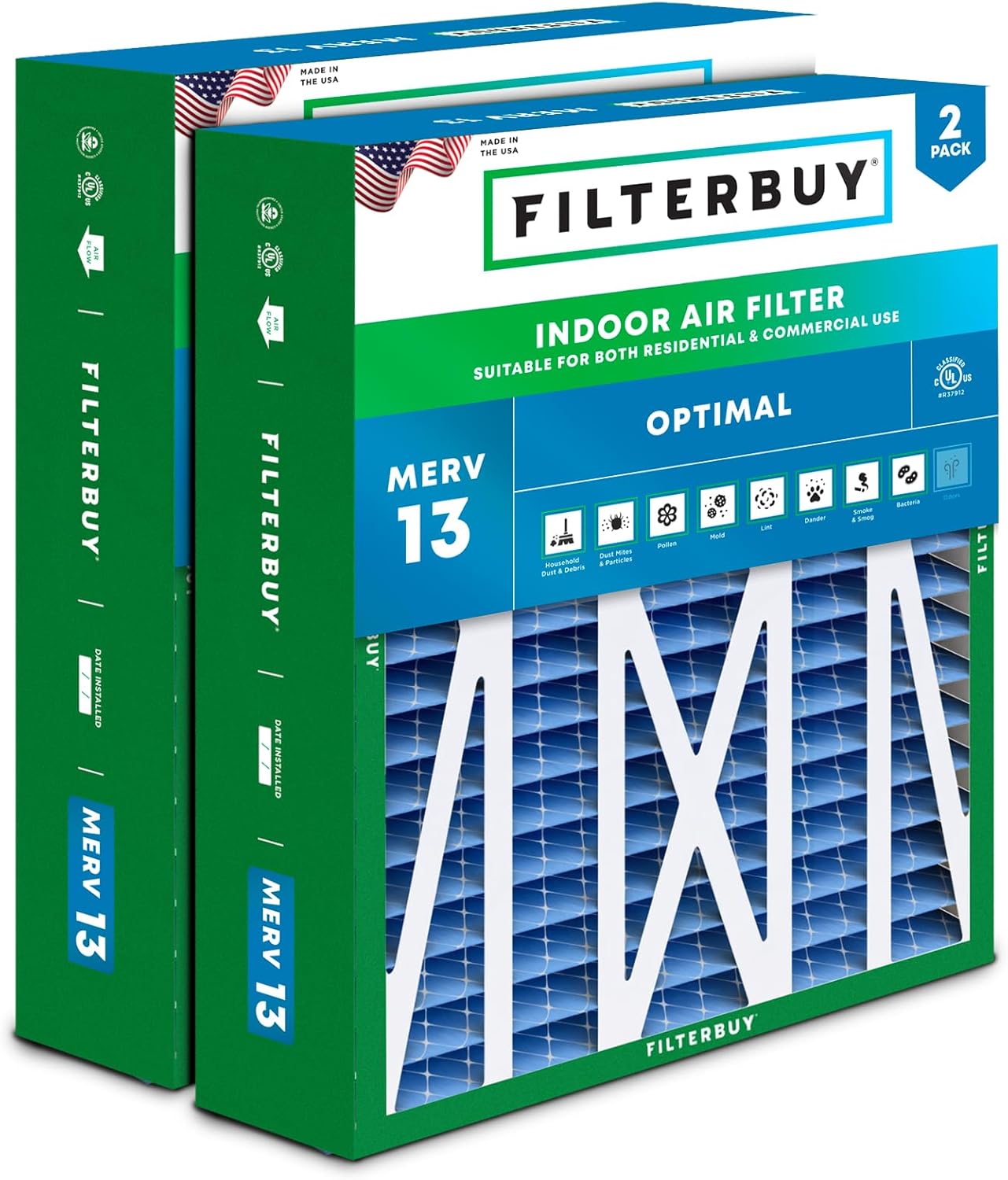 Filterbuy 20x23x5 Air Filter MERV 13 for Smoke & Allergy Defense