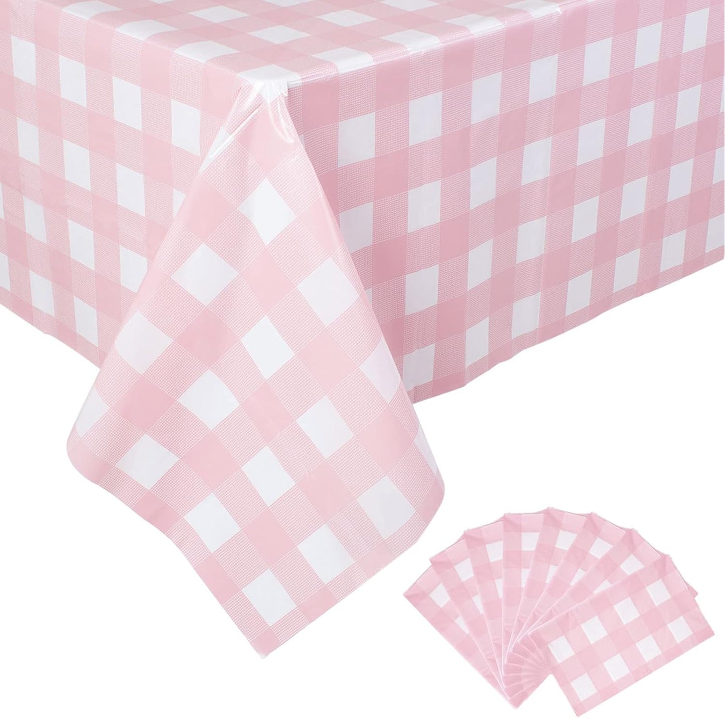 Spill-Proof Pink Checkered Tablecovers by Kesfey