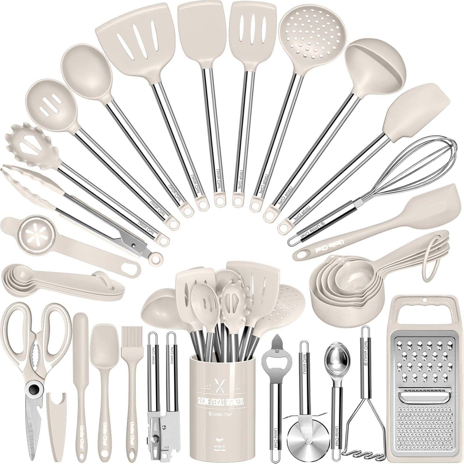 Kitchen Utensils Set - 34 Pcs Silicone Cooking Tools for Chefs