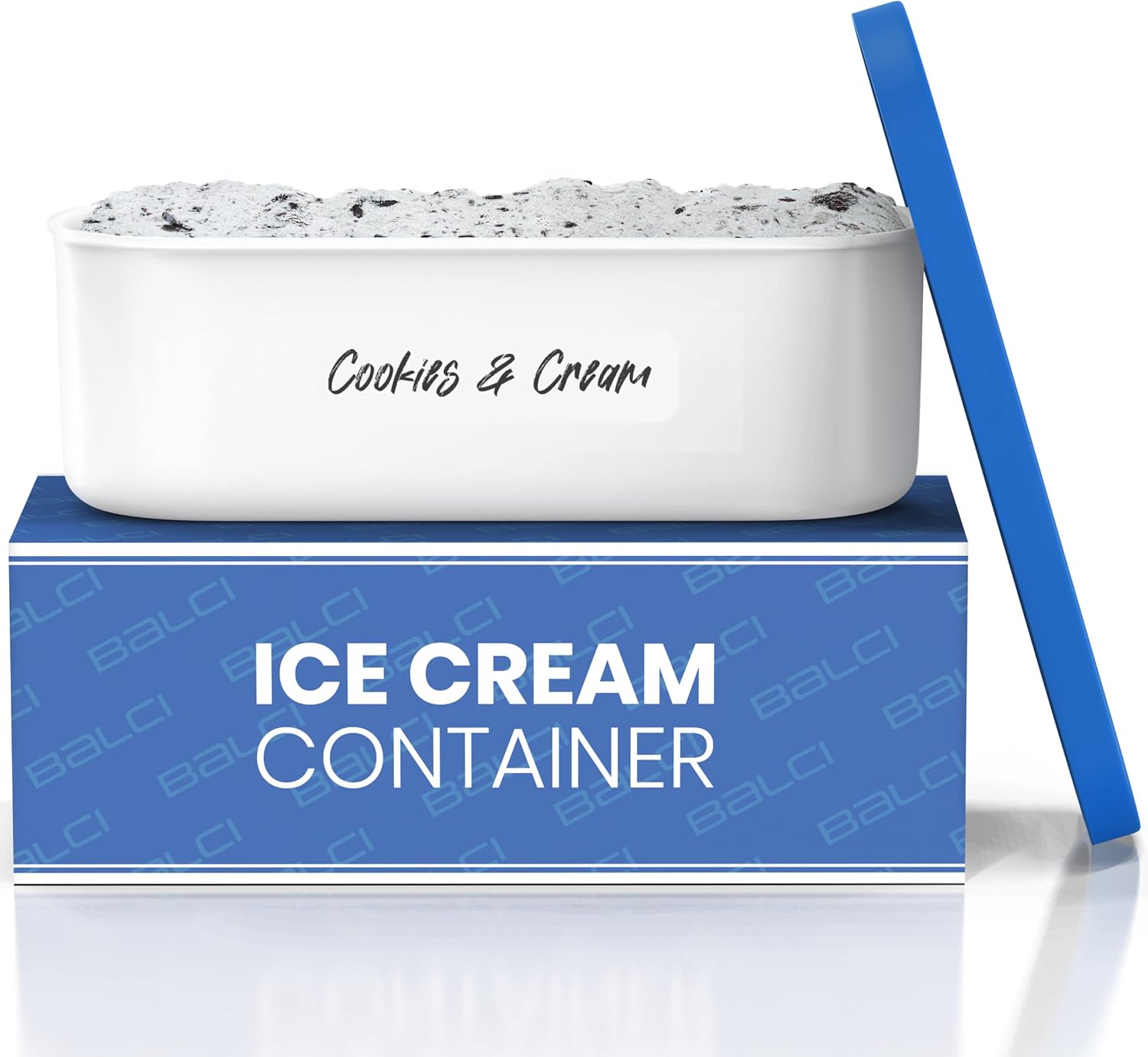 2 Quart Ice Cream Container | Reusable Storage - Sorbet, Yogurt, Gelato | Stackable | Blue