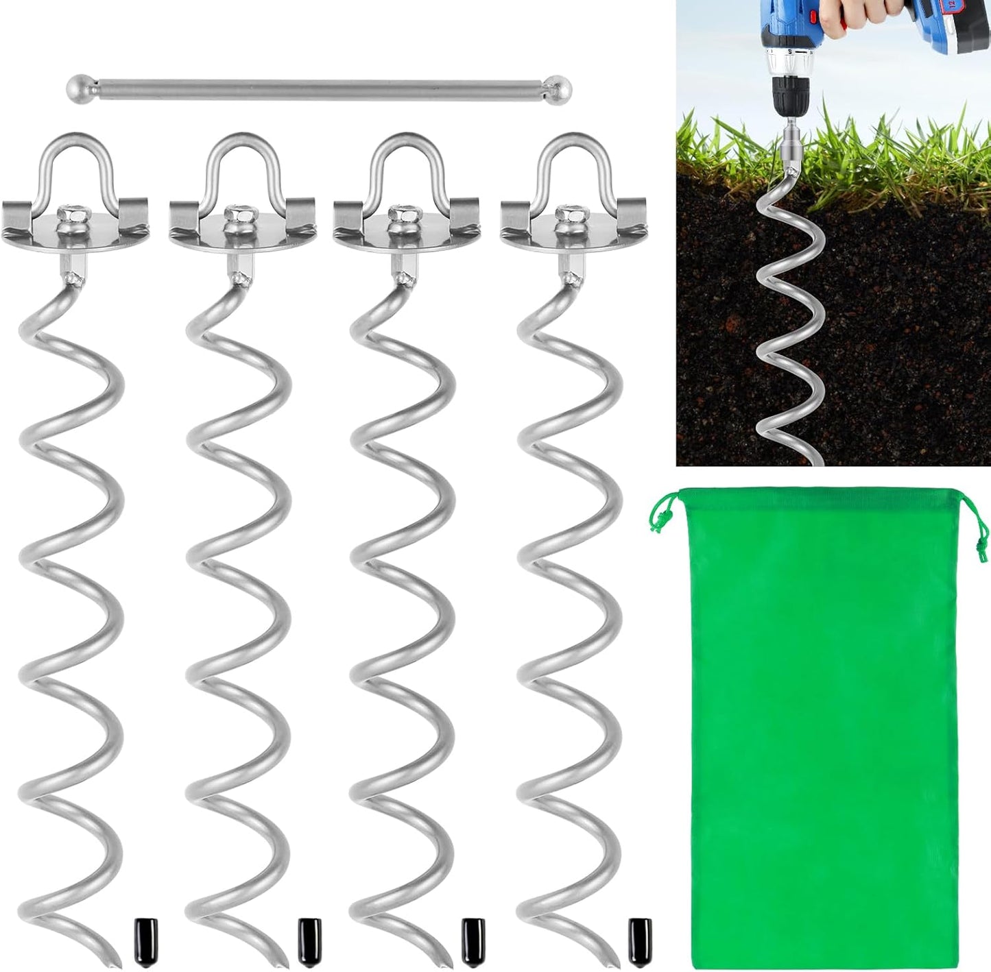MIXXIDEA 16.2 in Ground Anchors Screw in for Tents and Fences