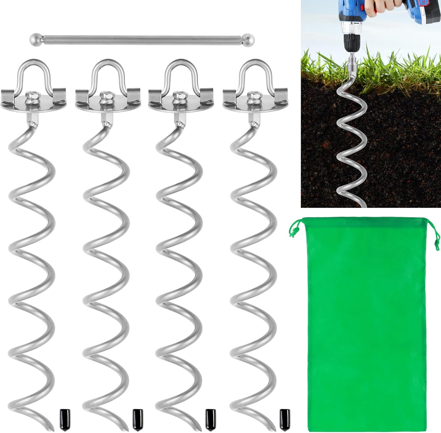 MIXXIDEA 16.2 in Ground Anchors Screw in for Tents and Fences