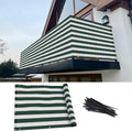 3 ft x 25 ft White & Green Stripes Balcony Privacy Screen - Heavy Duty