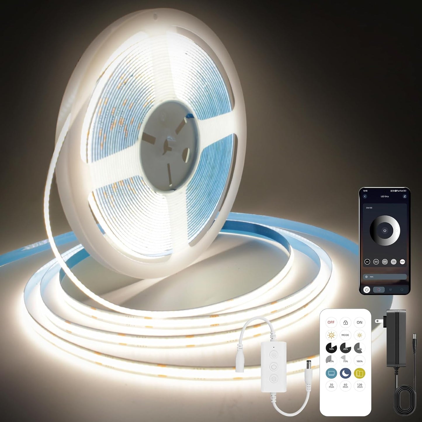 COB LED Strip Lights Natural White for Versatile Home Lighting