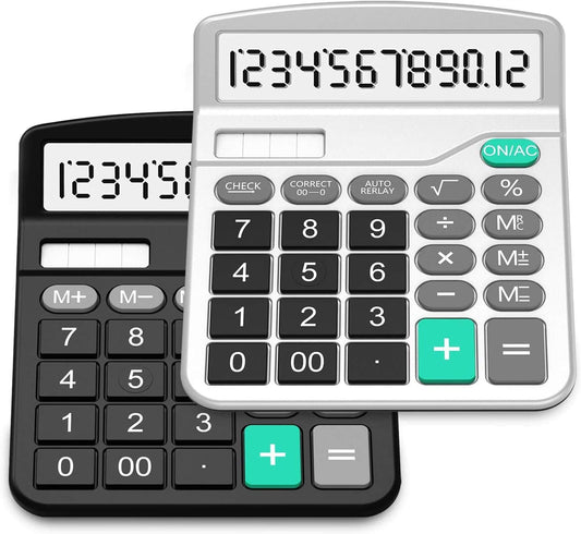 SPLAKS 2 Pack Dual Power Desktop Calculators