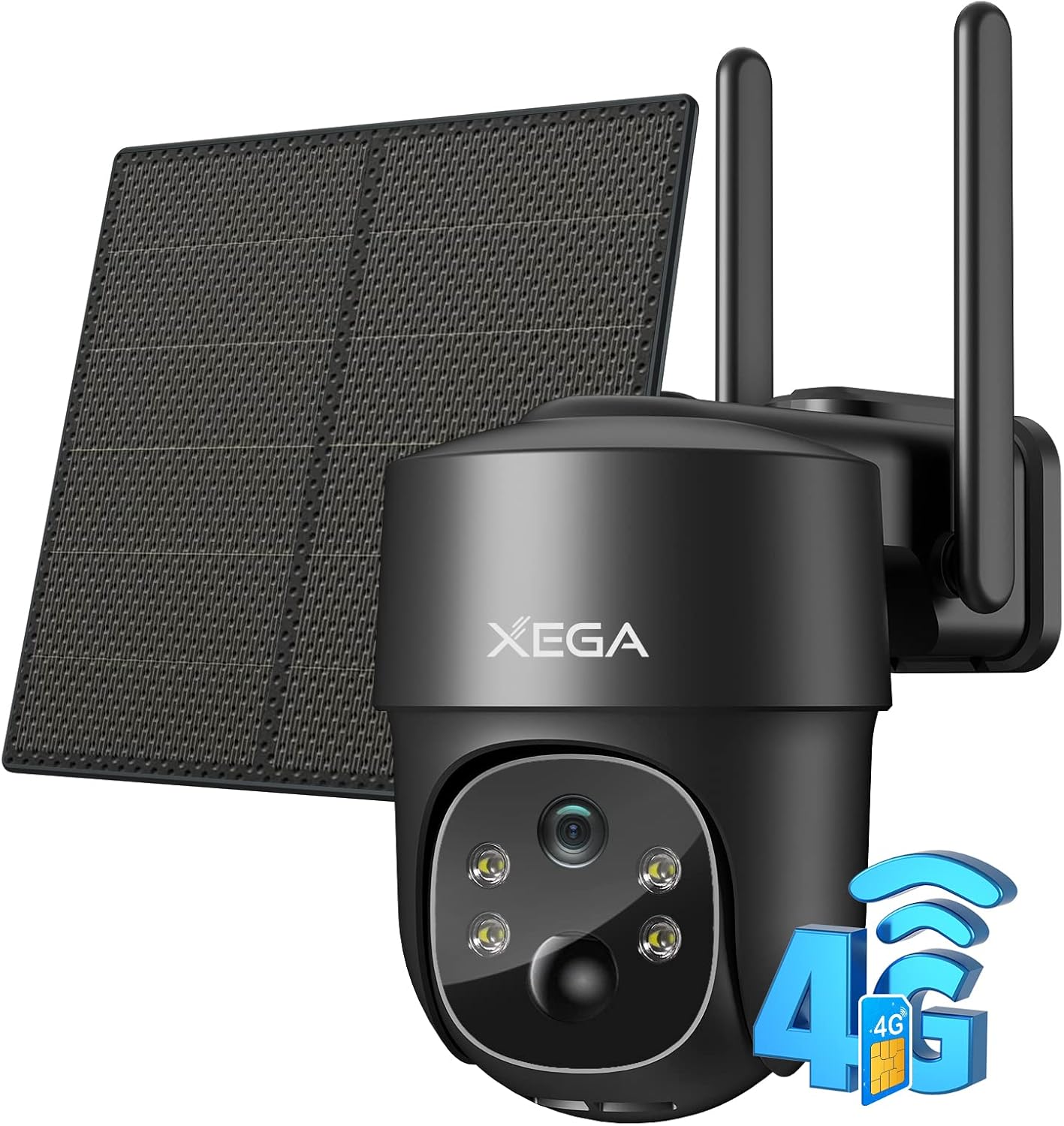 Xega 4G LTE Cellular Security Camera Solar: No WiFi Needed