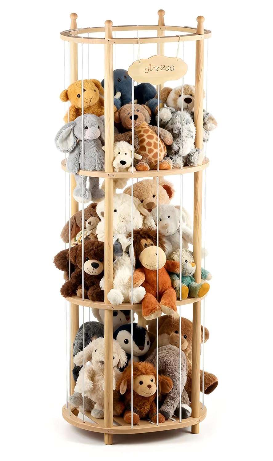 Extra Large Wooden Stuffed Animal Storage Zoo for Kids Rooms