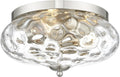 Large 3-Light Flush Mount Ceiling Light - Water-Ripple Glass Effect