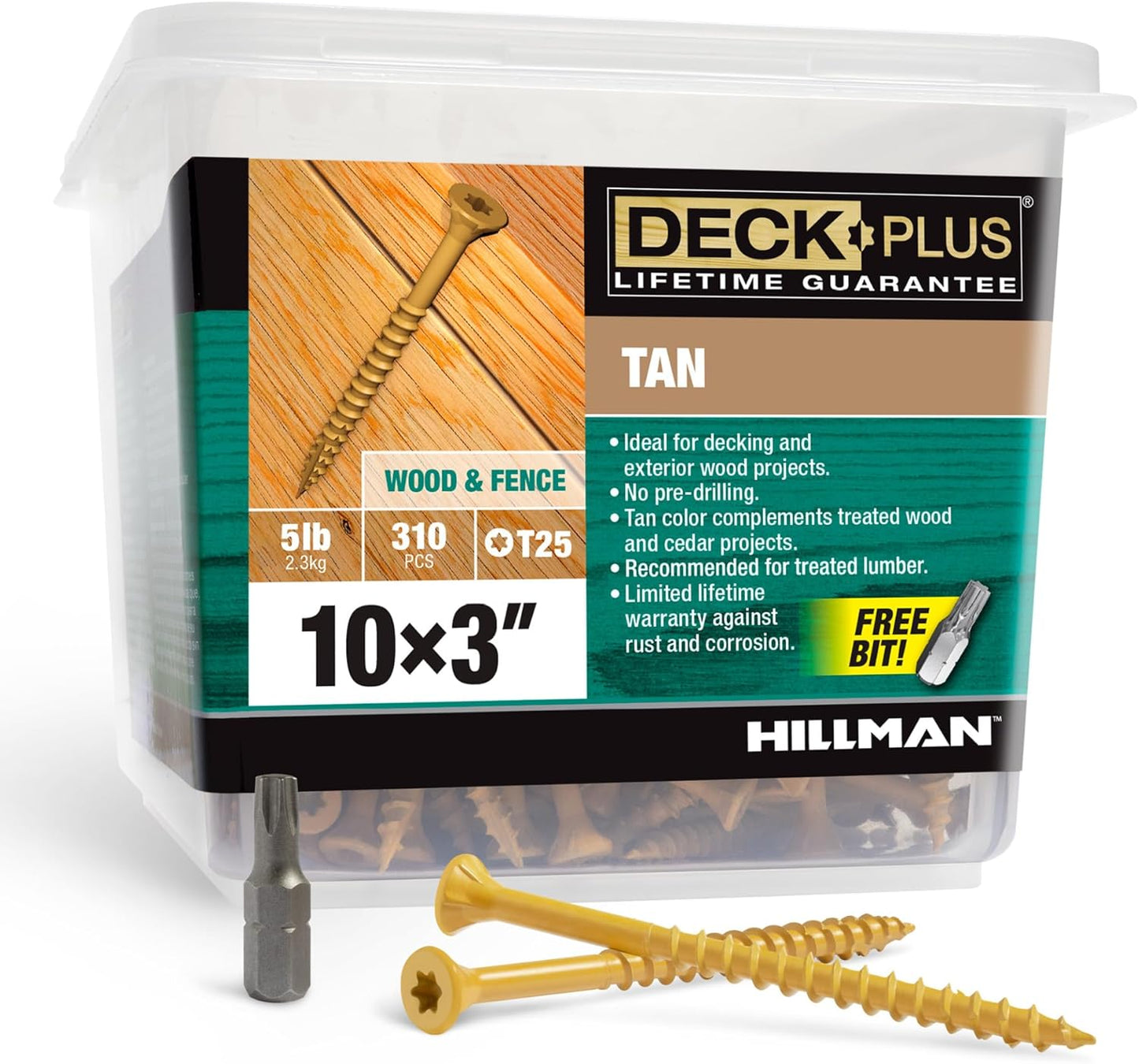 Deck Plus 3 Inch Epoxy Coated Exterior Wood Screws for Decking