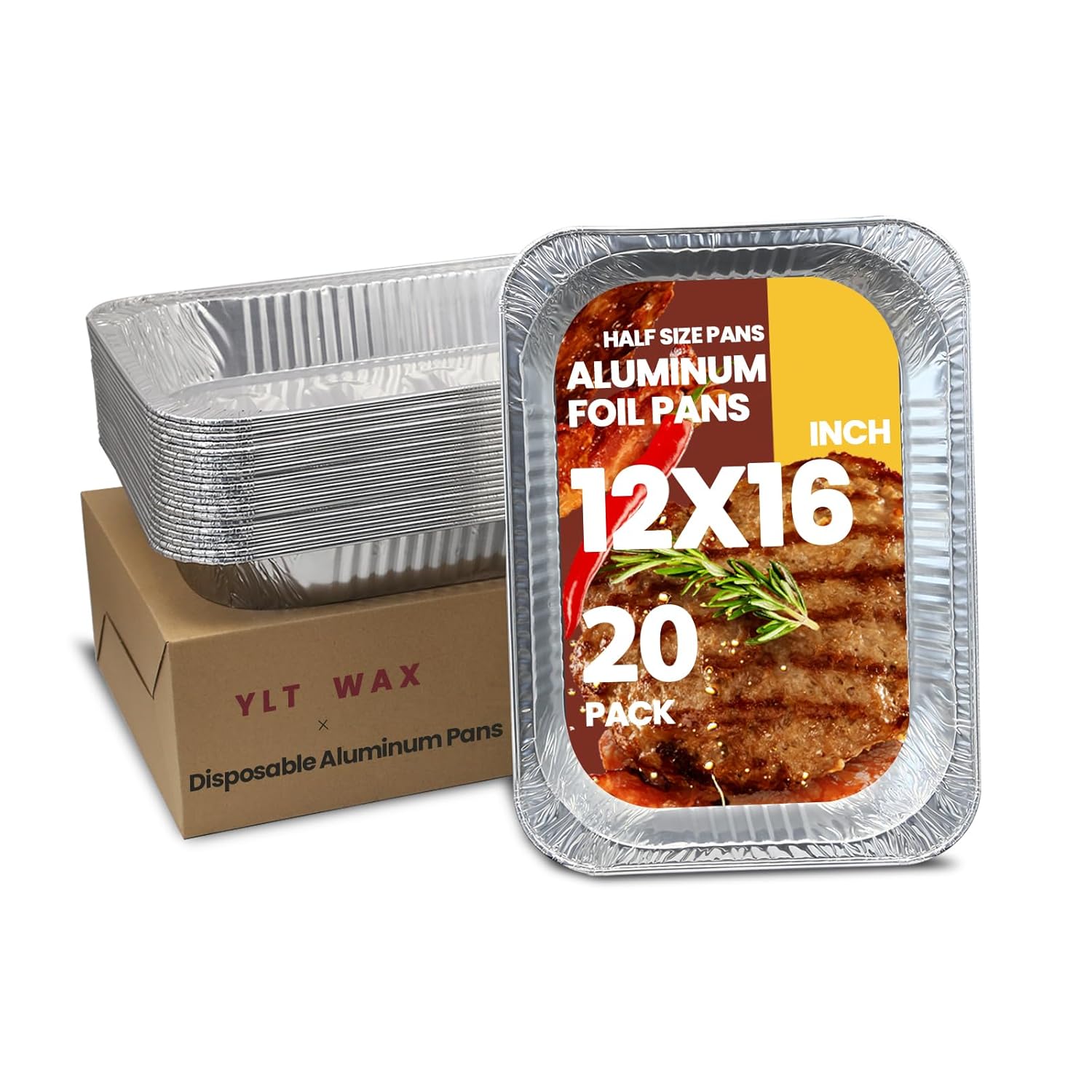 YLT WAX 12x16 Aluminum Foil Pans for Roasting and Cooking