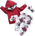 Eghunooy Floral Hoodie Set for Baby Girls