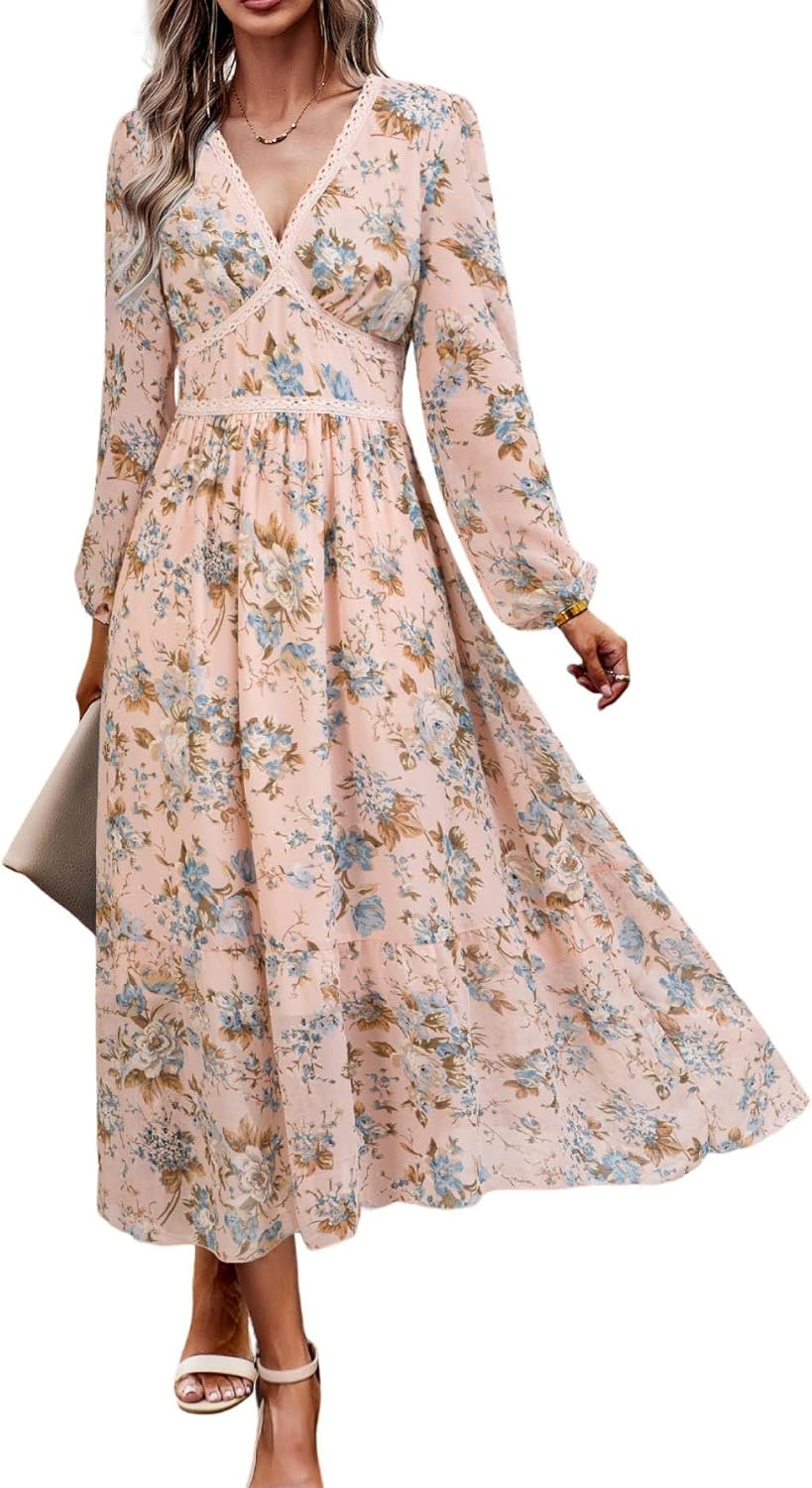Women's Spring Wrap Maxi Dress for Weddings and Casual Events