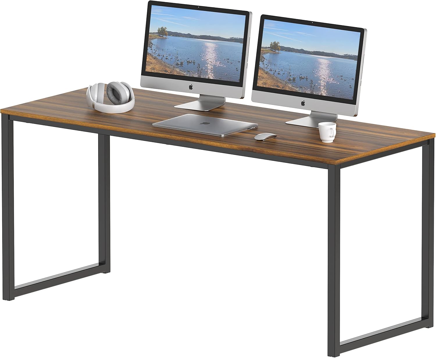 SHW 55-Inch Walnut Desk: Stylish Home Office Solution