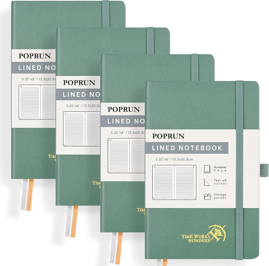 POPRUN Midnight Green College Ruled Journal - 128 Pages, 120GSM Paper
