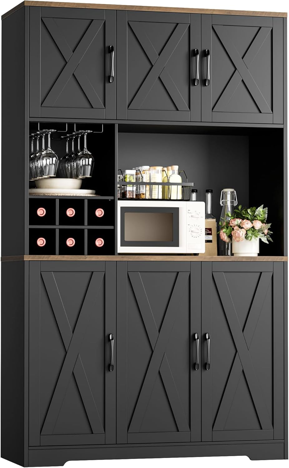 71 Tall Kitchen Pantry Cabinet with Wine Rack