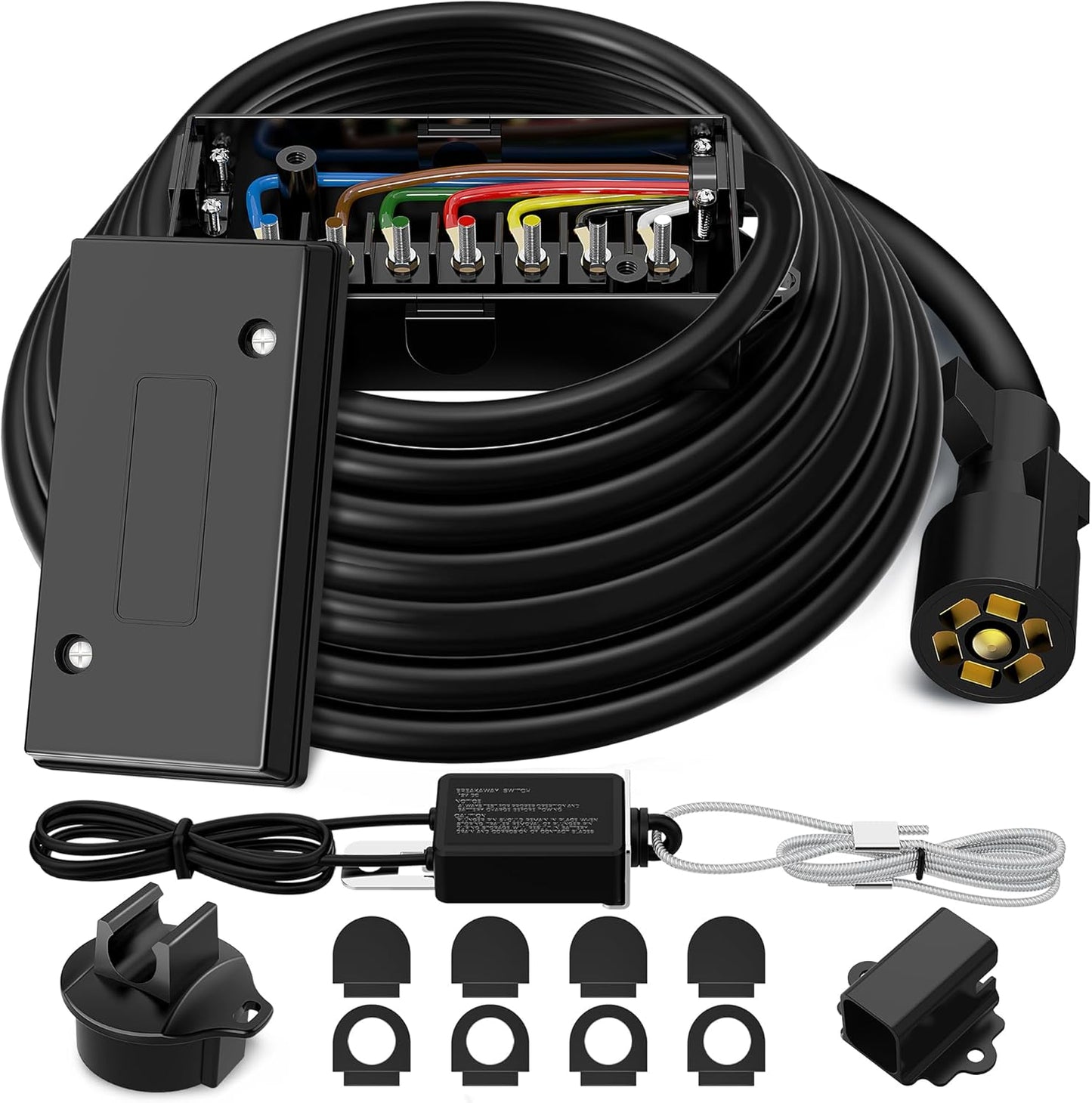 7 Pin Trailer Wiring Harness Kit for RVs and Campers - 12FT