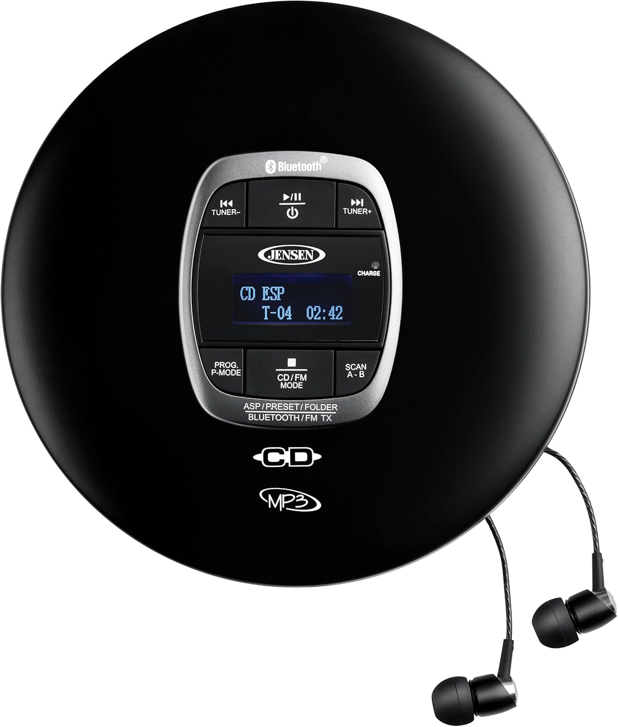 Jensen Portable CD Player with Bluetooth and Mega Bass Boost