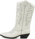 Women's Faux Suede Western Ankle Bootie - Round Toe Stacked Heel