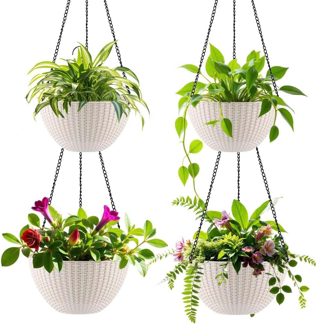 Hanging Planters for Indoor Outdoor Plants - 4 Pack Set