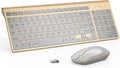 Wireless Keyboard and Mouse Combo - Slim Ergonomic Gold Silver