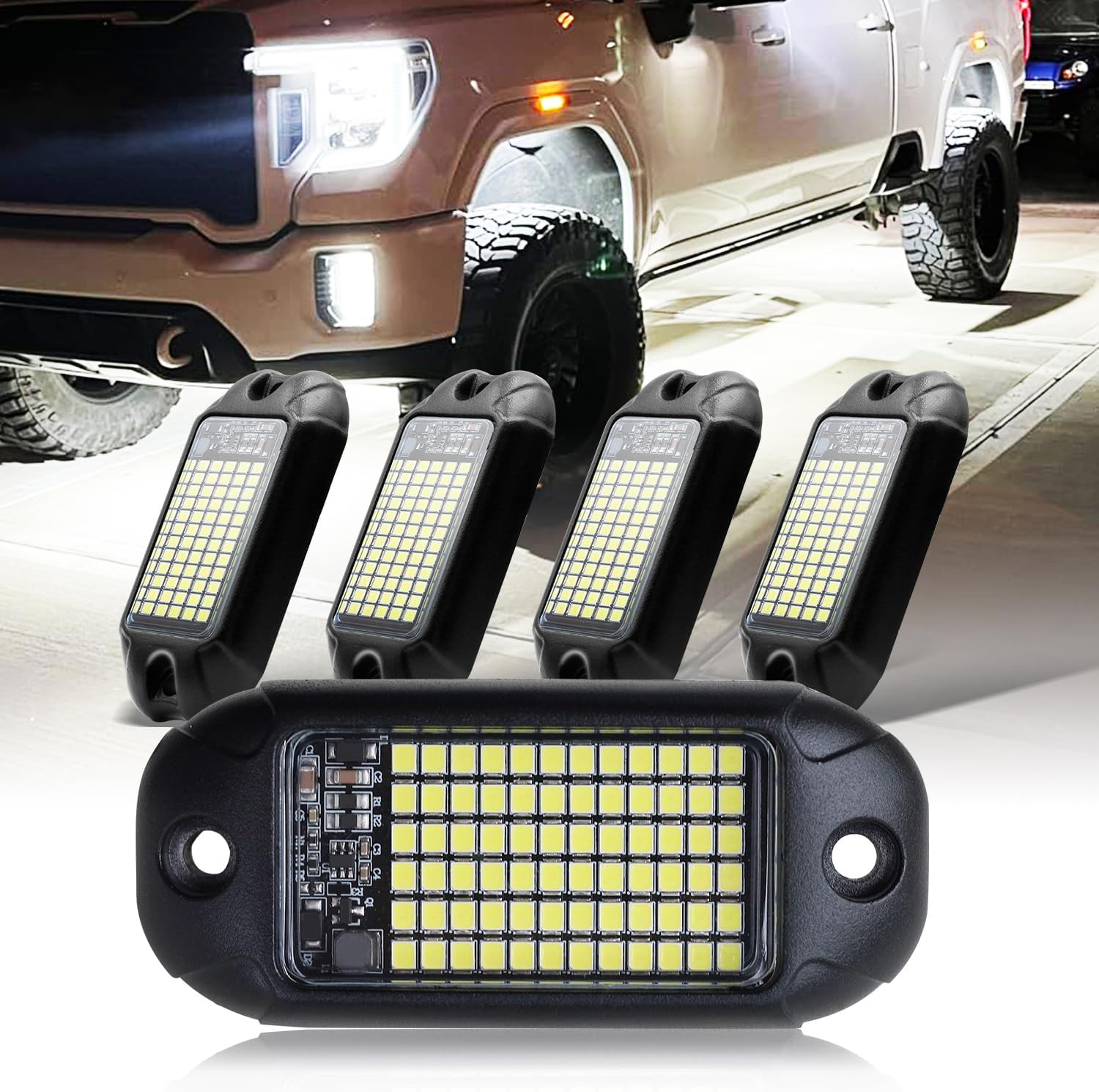 Nicoko 4Pods Rock Lights with 72 LEDs for Offroad Vehicles