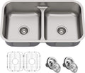Premier 32-inch Undermount 50/50 Double Bowl Low Divider Sink