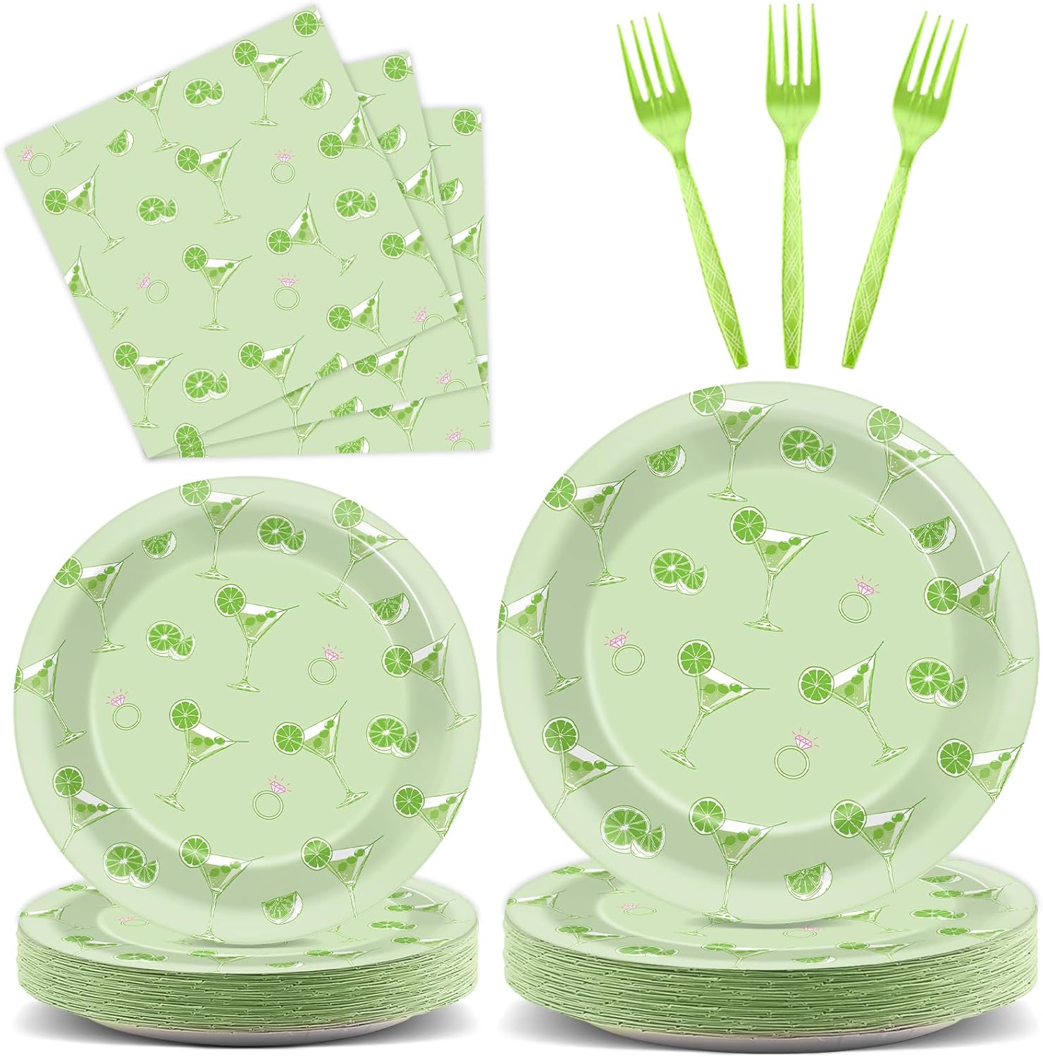 Green Martini Party Set for 24 Guests - Justforjoyful