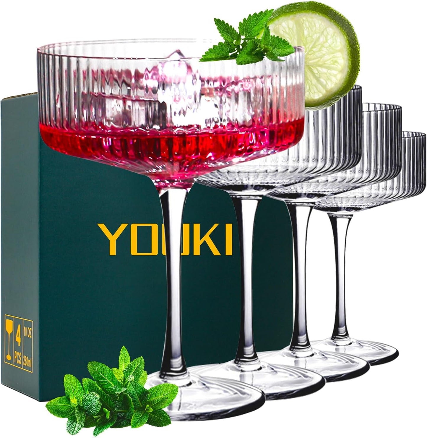 YOUKI 10oz Cocktail Glass Set - Elevate Your Drink Experience