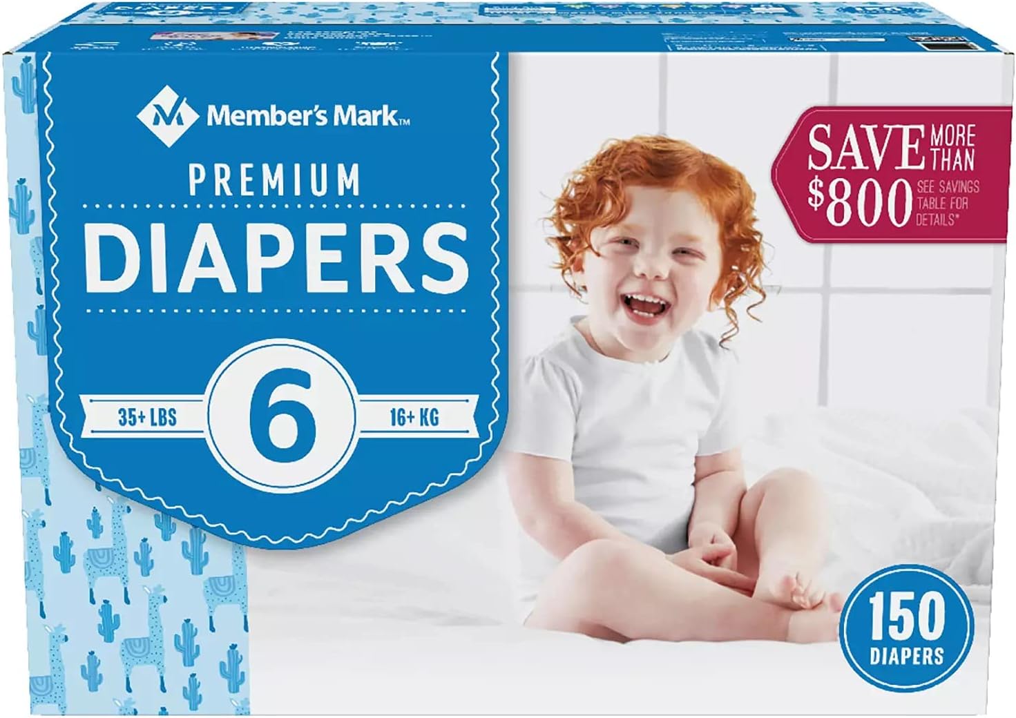 150 Premium Size 6 Baby Diapers for Over 35 lb. by Members Mark
