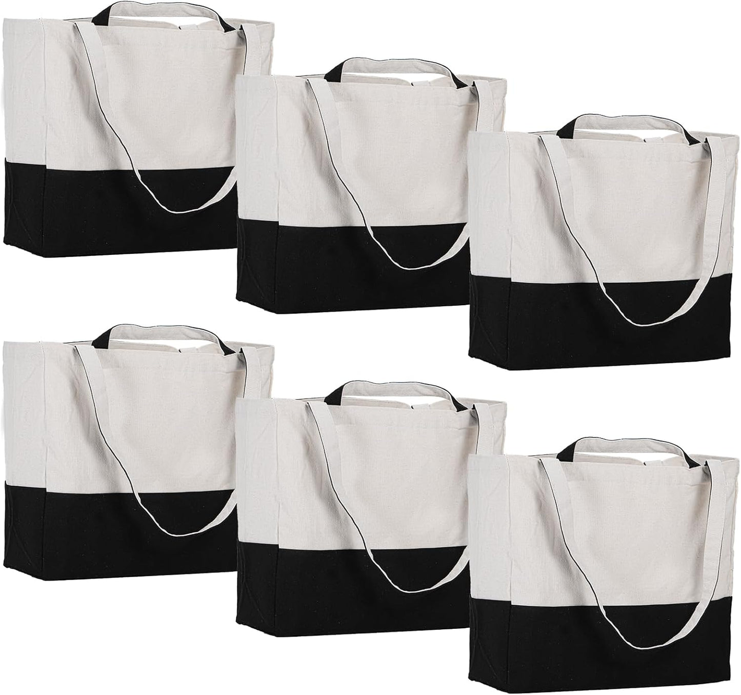 LINICE Canvas Tote Bag Heavy Duty Reusable Grocery Bags 6-Pack