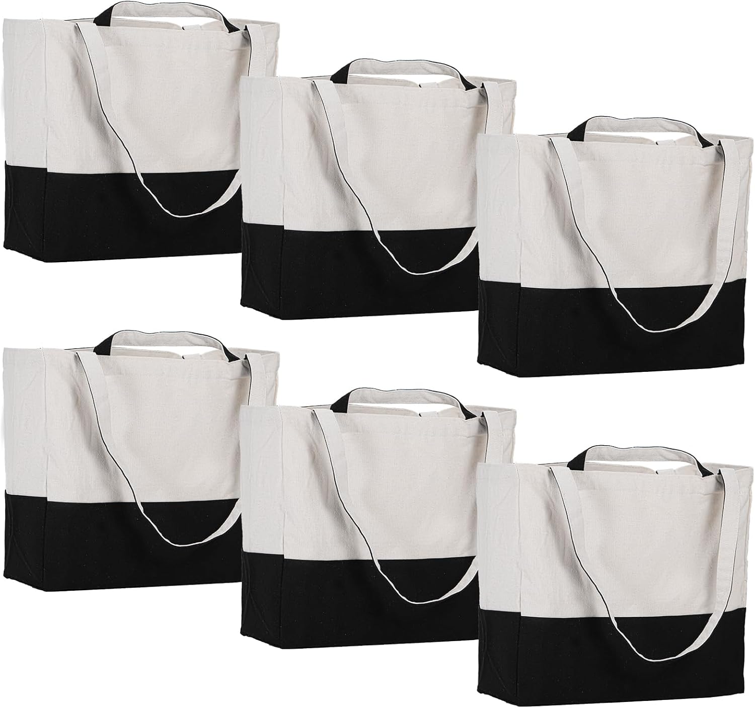LINICE Canvas Tote Bag Heavy Duty Reusable Grocery Bags 6-Pack