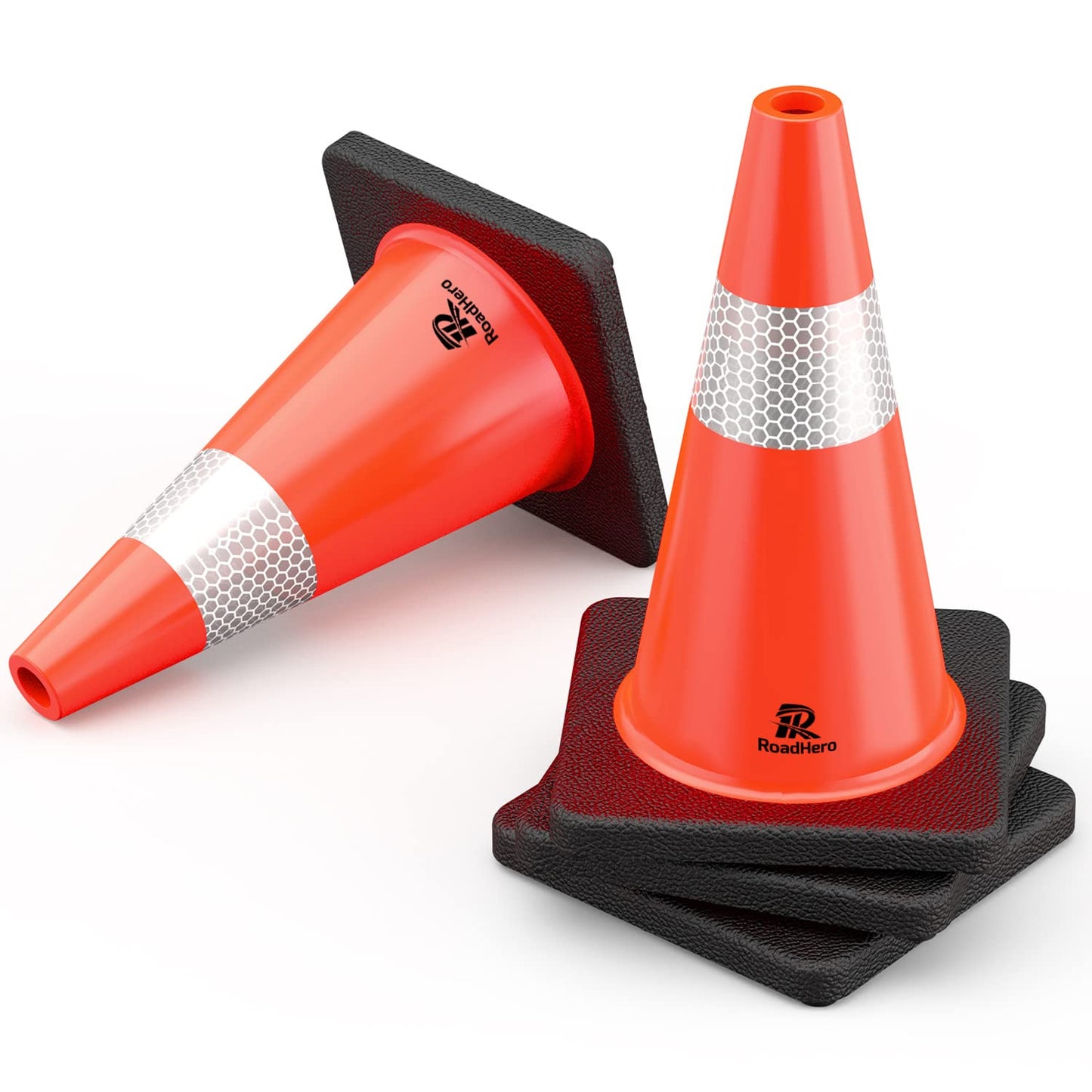 RoadHero 18 Inch Traffic Safety Cones with Weighted Base