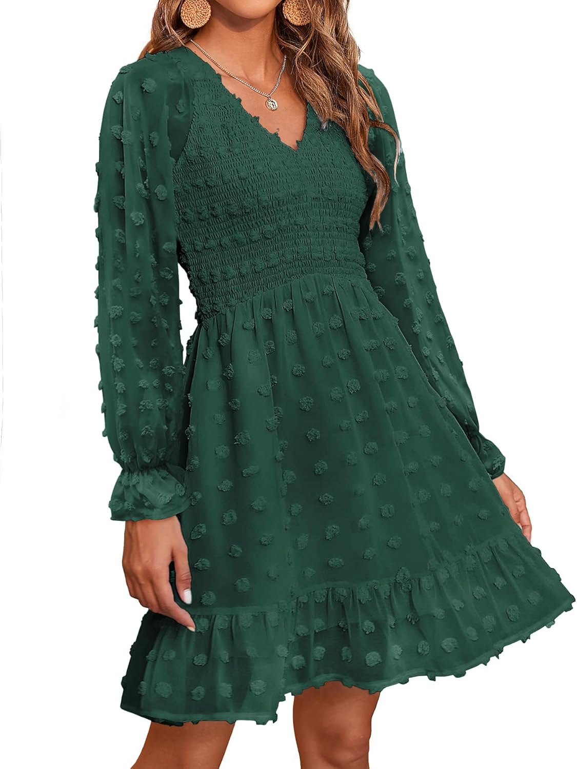 BTFBM Long Sleeve Fall Dresses for Women - Casual V Neck Style