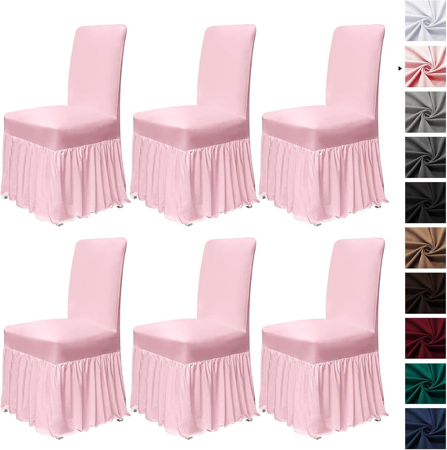Molasofa Stretch Chair Covers for Dining Room Set of 6 Pink