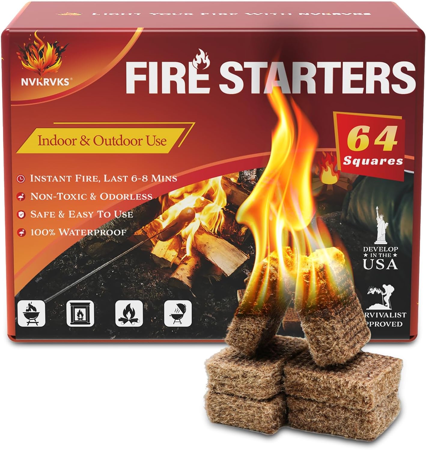 Fast-Light BBQ Fire Starters, 64 Mini Squares