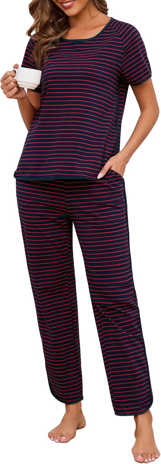 Womens Pajama Sets Cotton 2 Piece Lounge Set for Comfort